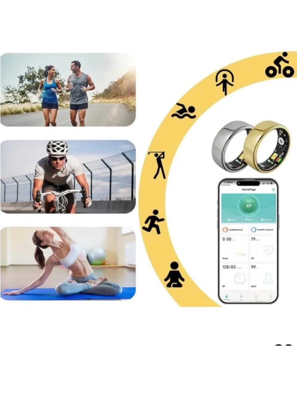 🆕- Smart Ring Health Tracker Sleep Tracking Heart Rate Fitness Monitor Black-10
